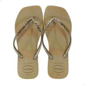 Chinelo Feminino Havaianas Slim Square Glitter Party Dourado