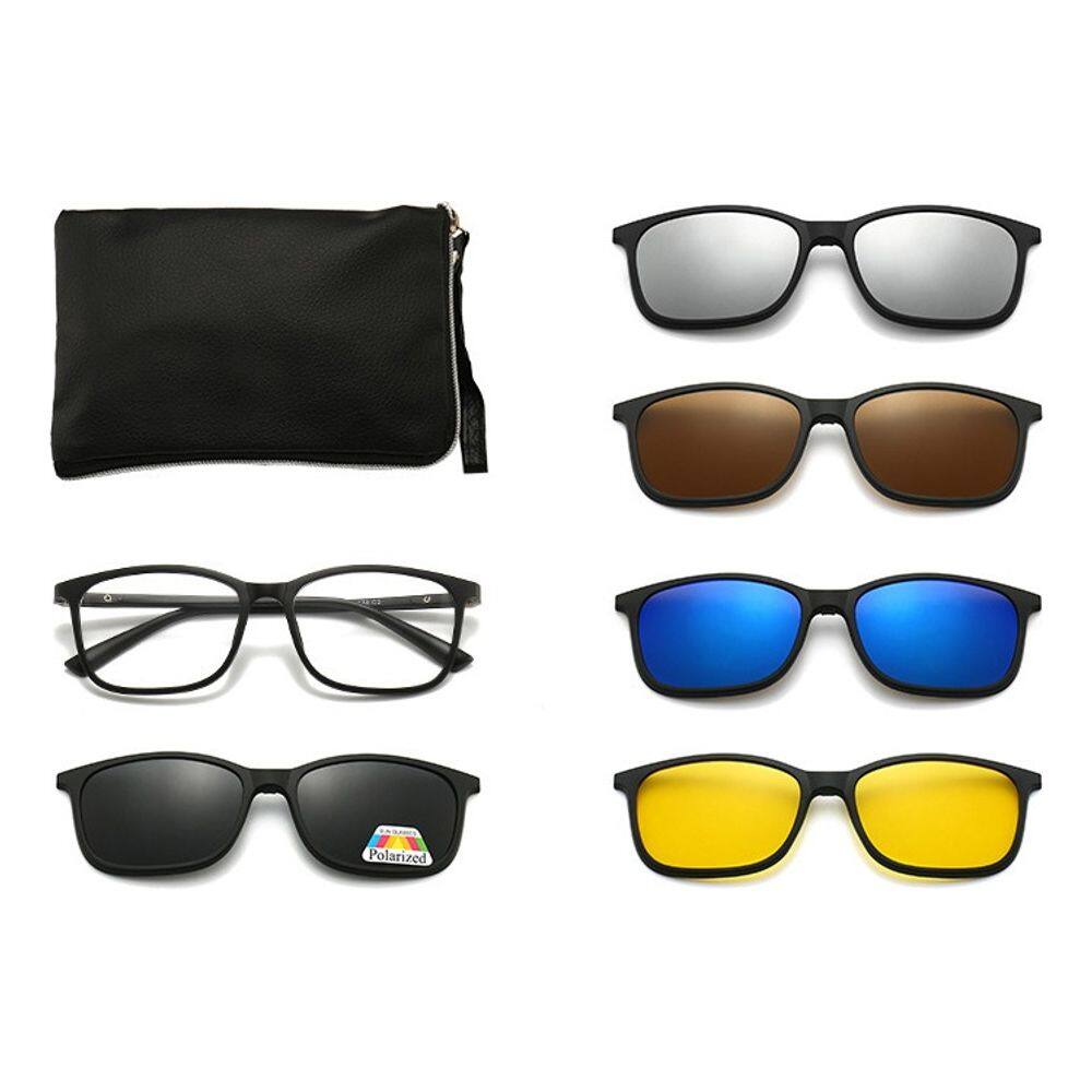 Armação De Óculos Com Lente Transparente + 5 Lentes Clip On