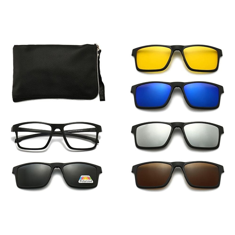 Armação Com Lente Transparente + 5 Lentes Clip On De Sol