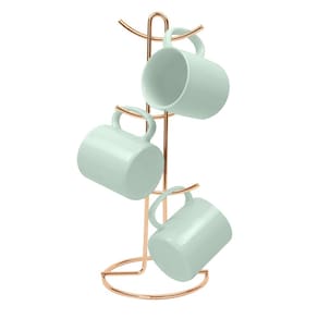 Suporte Organizador 6 Canecas Porta Xícaras Café Bancada Cozinha Rose Gold - 1126RG Future
