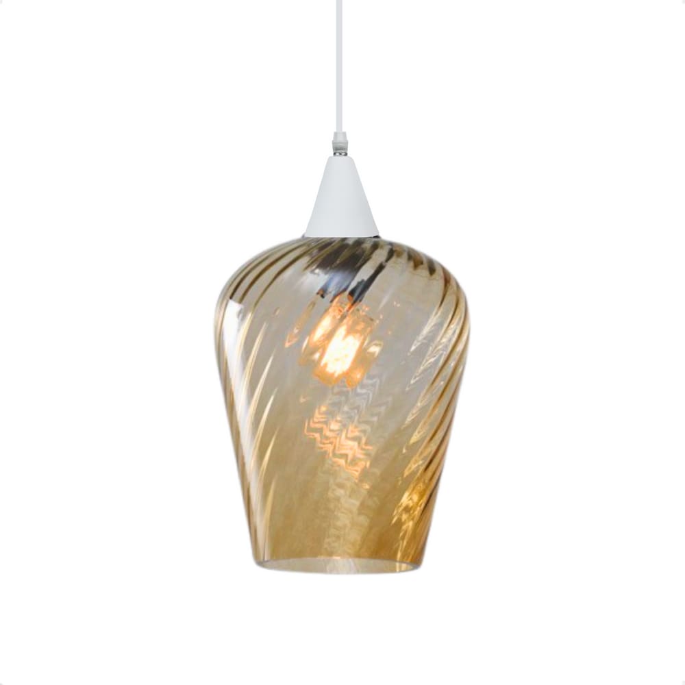 Lustre Pendente Taschibra Monalisa G Rigato Âmbar E27 Bivolt Branco