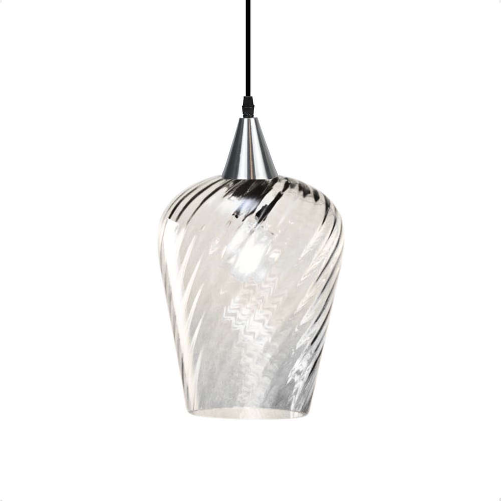 Lustre Pendente Taschibra Monalisa G Rigato Transparente E27 Bivolt Prata