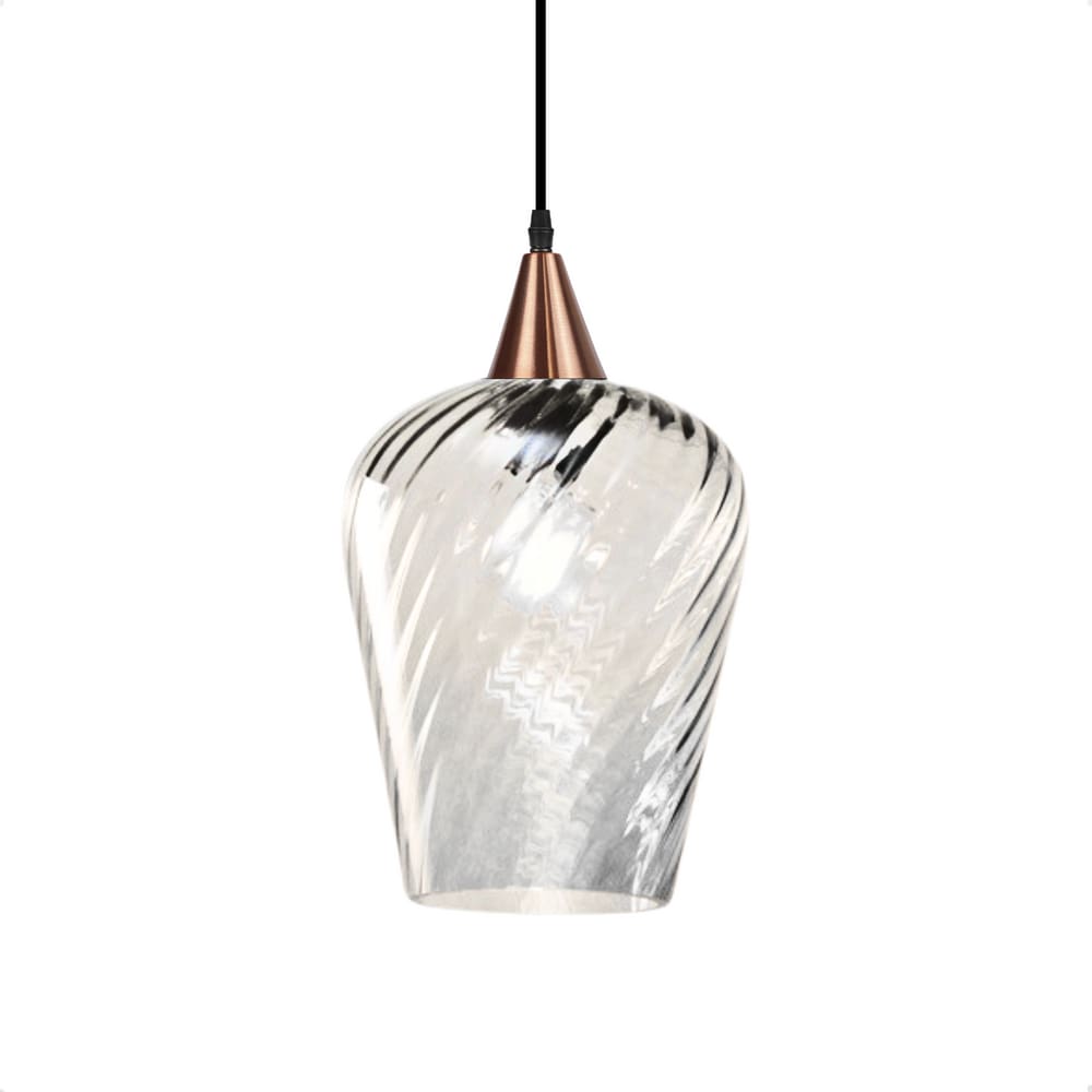 Lustre Pendente Taschibra Monalisa G Rigato Transparente E27 Bivolt Cobre