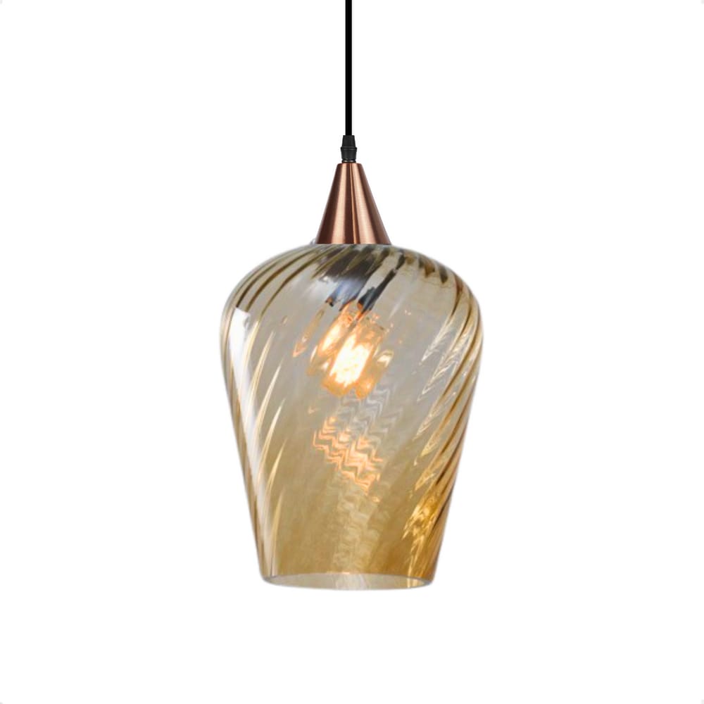 Lustre Pendente Taschibra Monalisa G Rigato Âmbar E27 Bivolt Cobre