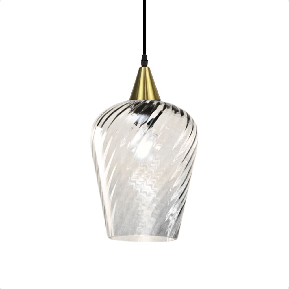 Lustre Pendente Taschibra Monalisa G Rigato Transparente E27 Bivolt Ouro