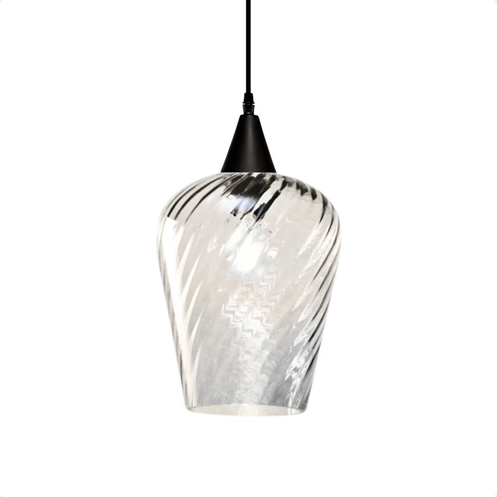 Lustre Pendente Taschibra Monalisa G Rigato Transparente E27 Bivolt Preto