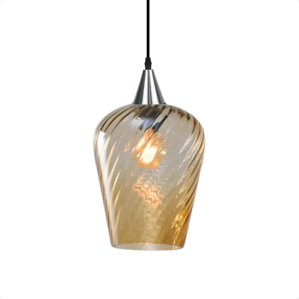 Lustre Pendente Taschibra Monalisa G Rigato Âmbar E27 Bivolt Prata