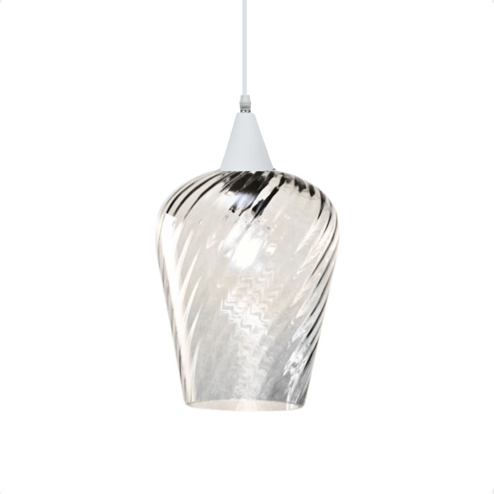 Lustre Pendente Taschibra Monalisa G Rigato Transparente E27 Bivolt Branco