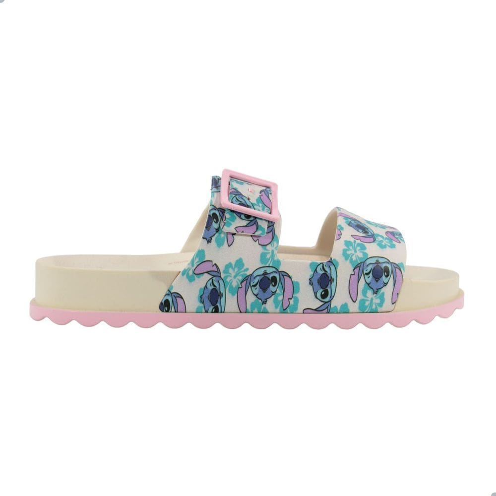 Tamanco Infantil Grendene Kids Stitch Summer Bege Rosa e Azul