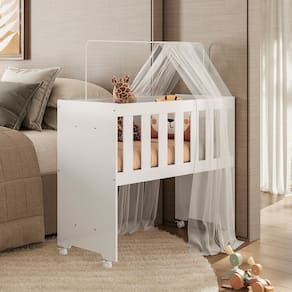 Mini Berço Portátil 3 em 1 Em MDF Com Colchão Incluso E Suporte Para Mosquiteiro