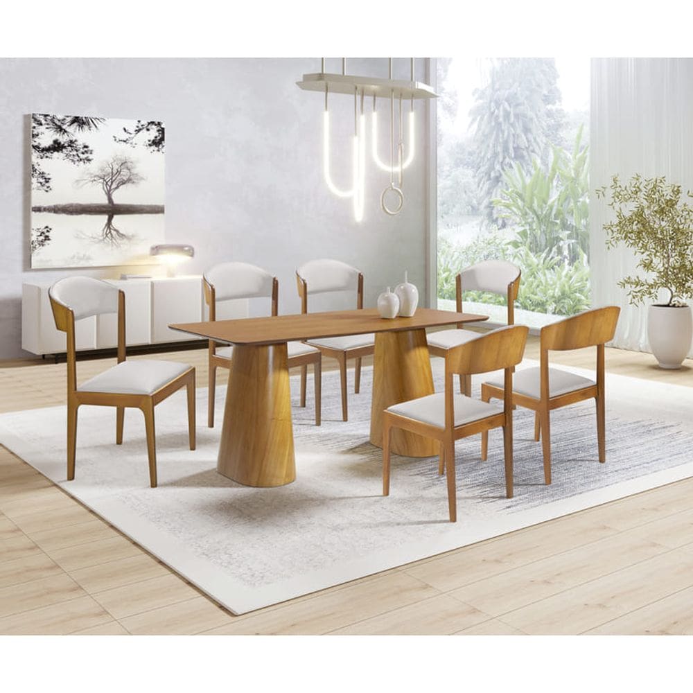 Sala de Jantar 6 Cadeiras 1,80x0,90m Brindisi Art Salas