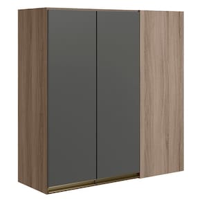Armario Canto Reto 2 Portas Mdf 86 Cm Kali 12043 Carvalho Toq Chumbo Nicioli