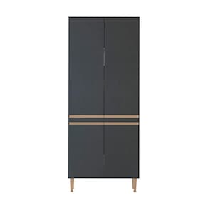 Armário Paneleiro Cozinha Sabrina 80x202cm Mdp Menu Móveis Preto