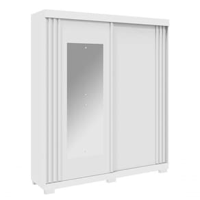 Guarda Roupa Austria Casal 2 Portas De Correr Ripado Com Espelho E 3 Gavetas 100% Mdf Linhamobilia - Branco