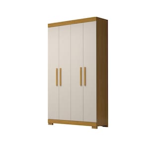 Guarda-roupa Solteiro Canadá 4 Portas Linhamobília Cinamomo/off White