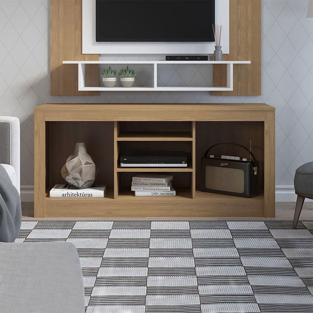 Rack Barcelona Tv 55 Pol 135x62cm Mdp Carvalho Menu Móveis Carvalho