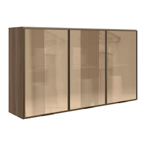 Armario Aereo 3 Portas Vidro Mdf 120 Cm Kali 1219763 Carvalho Toq Nicioli