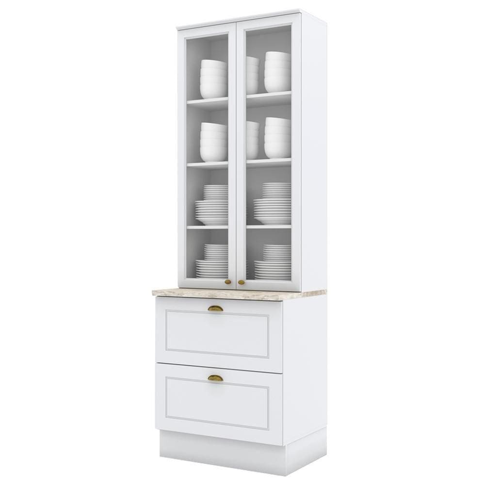 Cristaleira 2 Portas 2 Gav 72 Cm C357 Americana Branco Calcare Henn