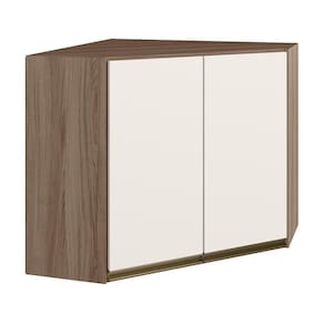 Armario Canto Obliquo 2 Portas Mdf 75cm Kali 12209 Carvalho Toq Off White Cetim Nicioli
