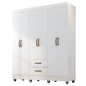 Guarda-roupa Casal 6 Portas 2 Gavetas E 5 Prateleira Lisa Mdp Branco