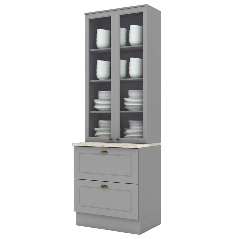 Cristaleira 2 Portas 2 Gav 72 Cm C357 Americana Cinza Calcare Henn