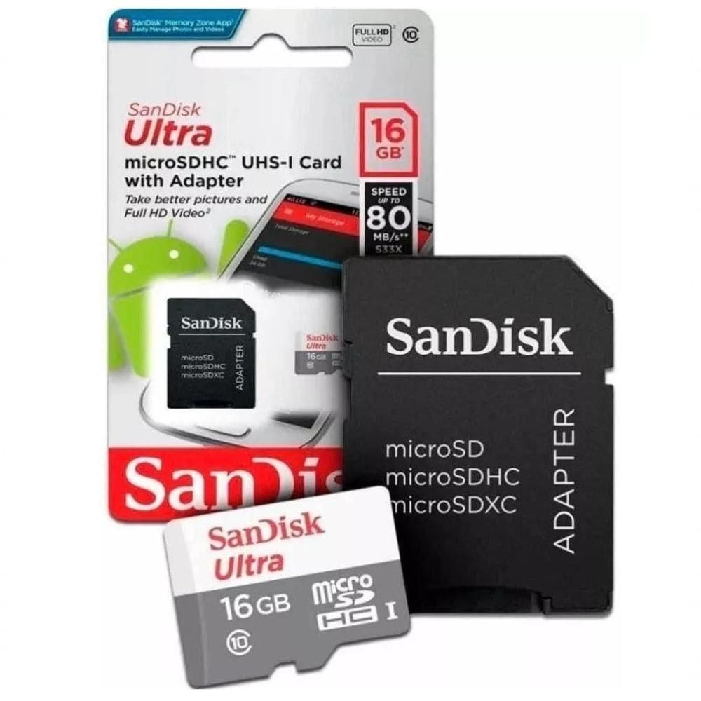 Cartão Micro Sd 16gb Ultra Classe 10 Microsdxc Uhs-i 100mb/s