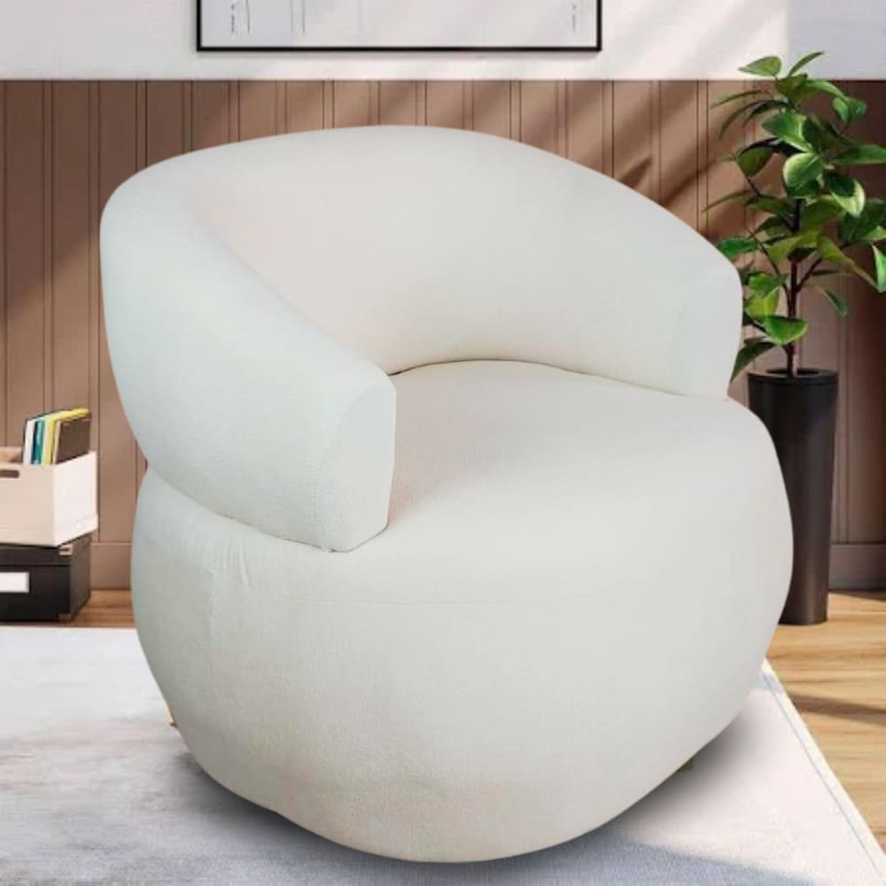 Poltrona Organica Decorativa Boucle Ondara Base Fixa Cor Areia