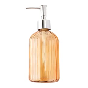 Porta Sabonete Líquido 400ml Dispenser Saboneteira de Vidro Cristal Válvula Prata p/ Banheiro Lavabo