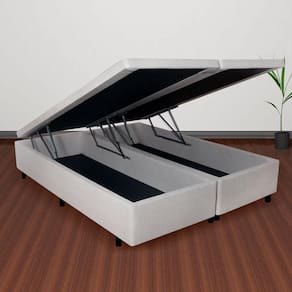 Base Box com Baú Queen 158x198x42 cm Courino Linho Areia