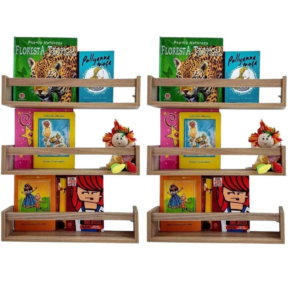 Kit Combo 6 Estantes Livro Pratileira Quarto Bebê Mdf