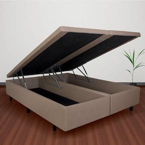 Base Box Baú Queen 158x198x42 Courino Linho Bege