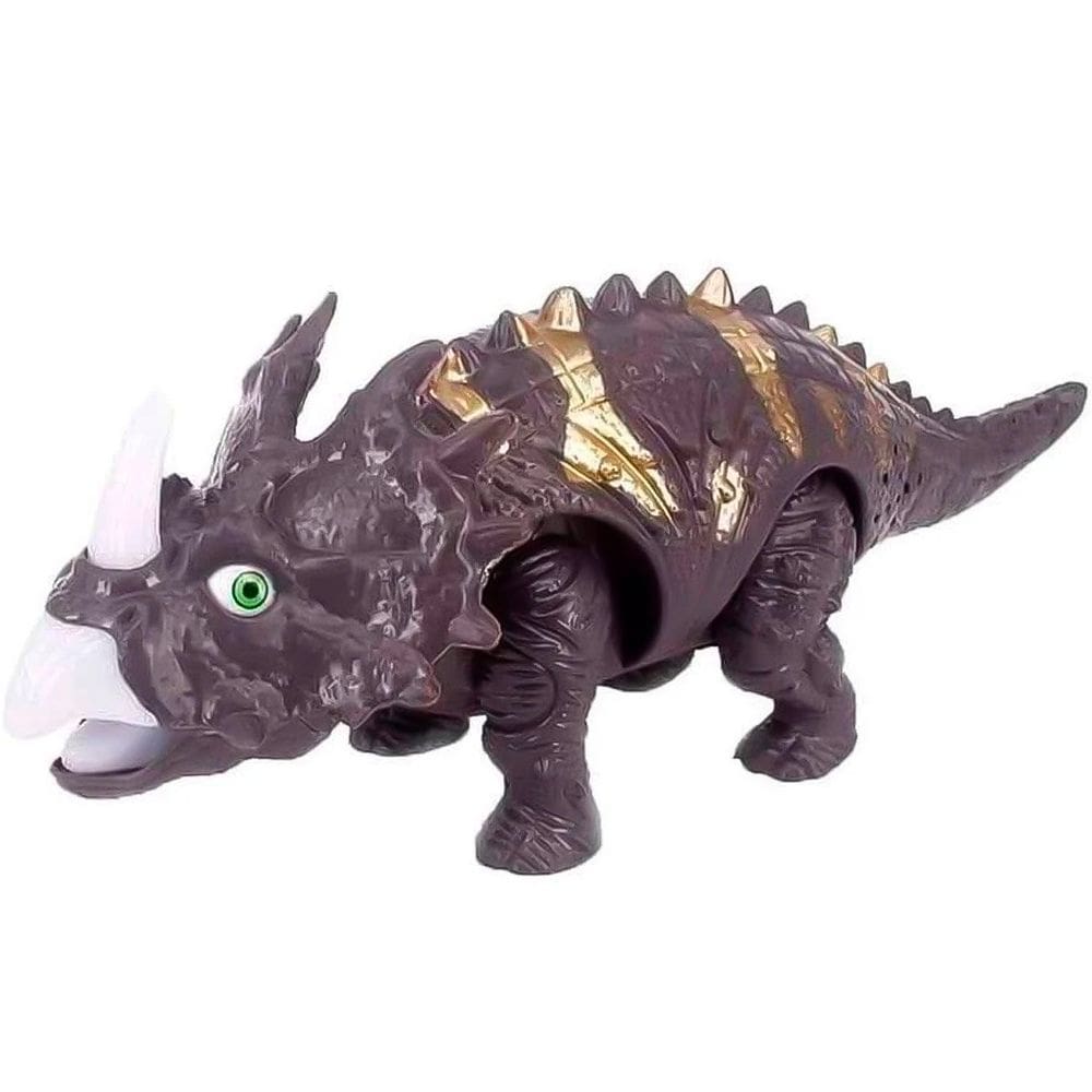 Brinquedo Dinossauro Tricerátops Com Movimento Som Luzes LED