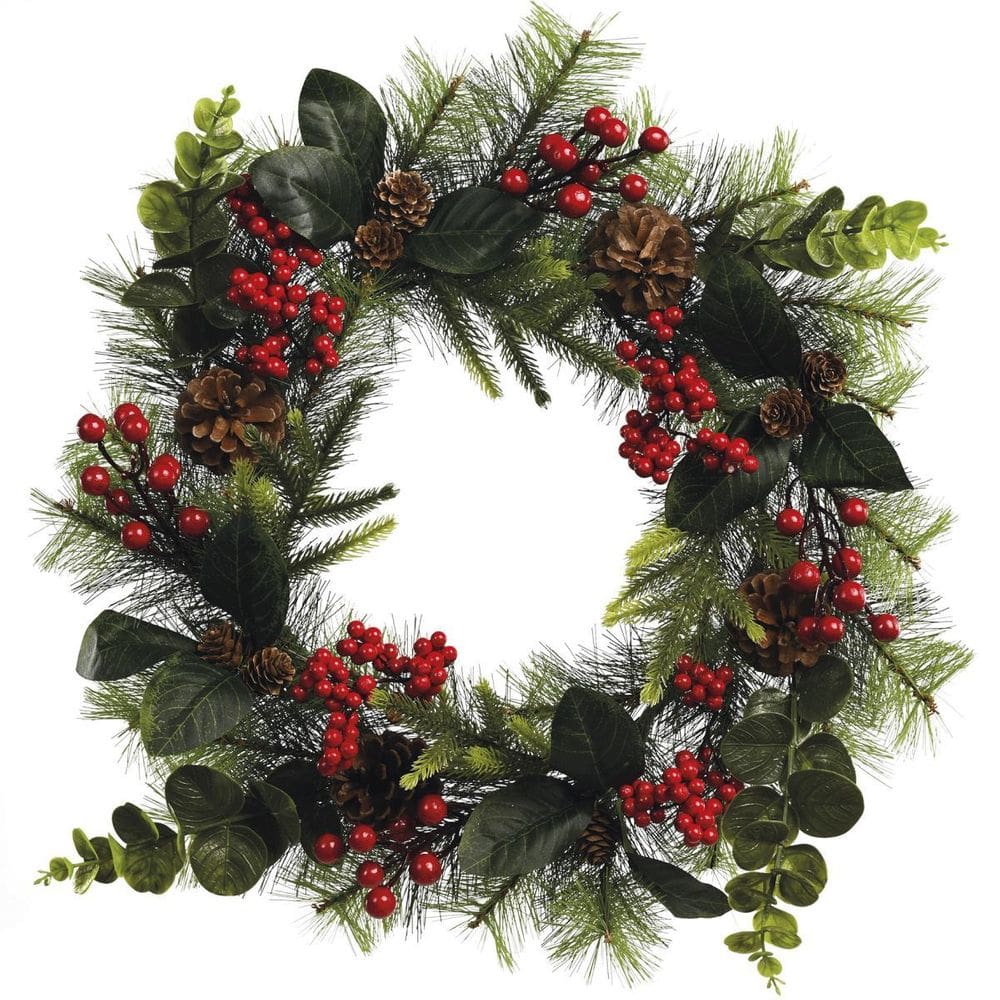 Guirlanda Natalina Decorada Pinhas E Berries 56Cm Porta E