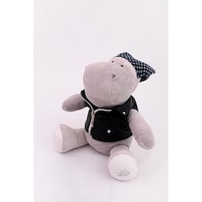 Pelucia Hipopotamo Motociclista Jaqueta Couro Preta Zip Toys