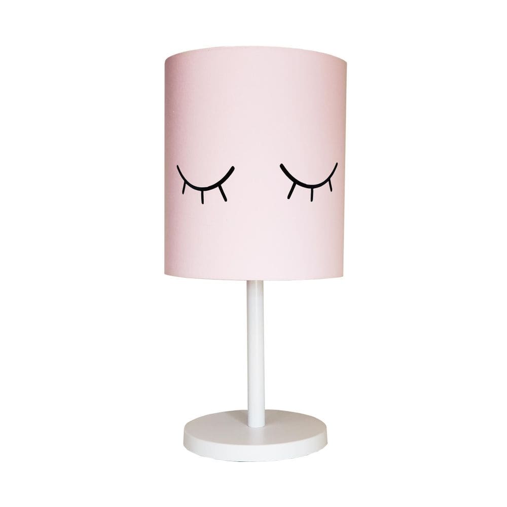 Abajur Infantil Olhinho Base Branca Cúpula 20X43 Rosa