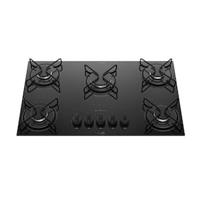 Cooktop 5 Bocas Preto Mesa de Vidro Atlas Agile Up Mega Chama Bivolt
