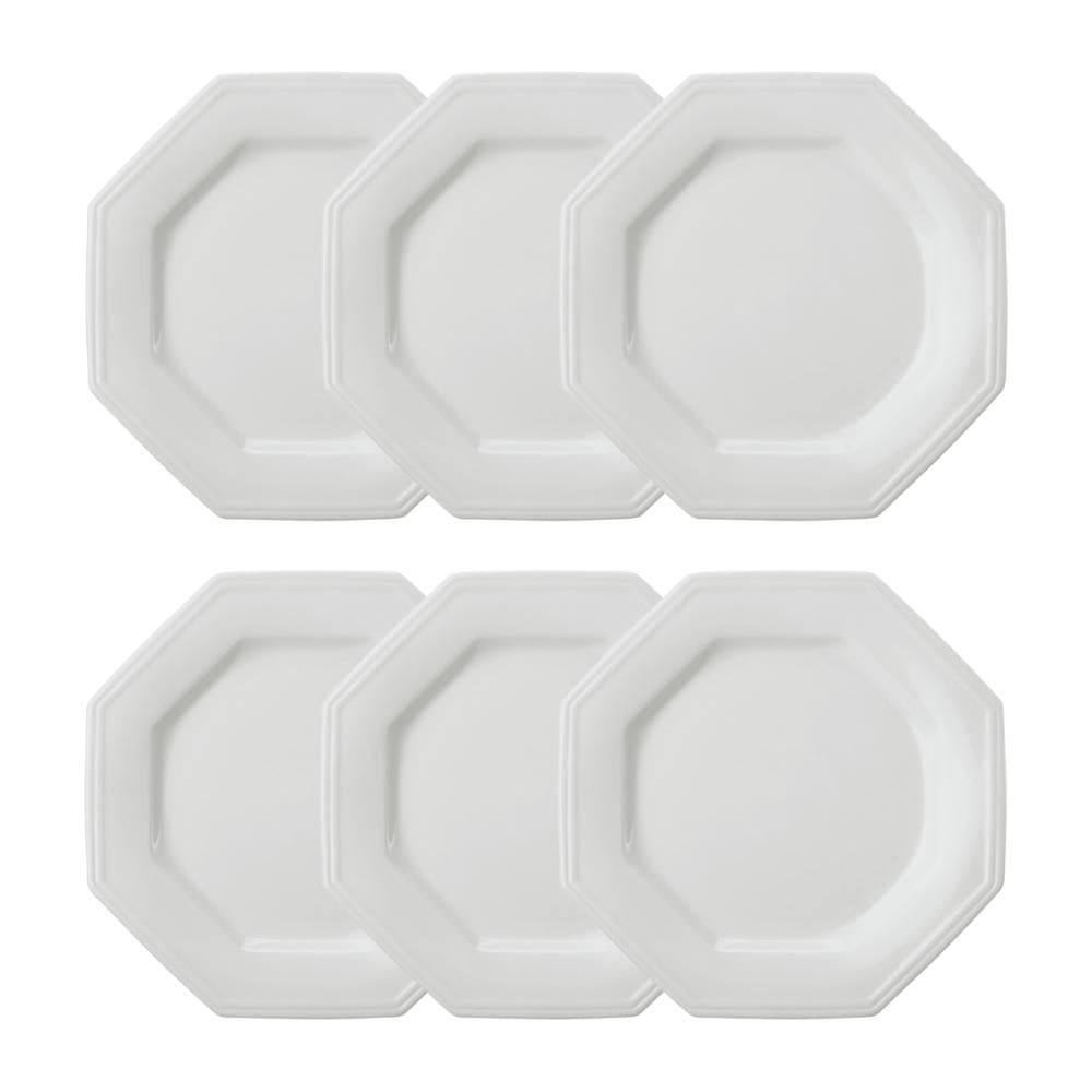 Jogo 6 Pratos Rasos Prisma Brancos 28 cm Porcelana Schmidt