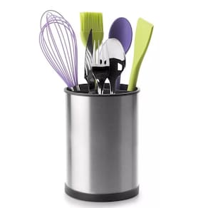 Porta Talheres Utensilios Escorredor Inox Base Giratoria Suporte Mesa Bancada Cozinha Organizaçao