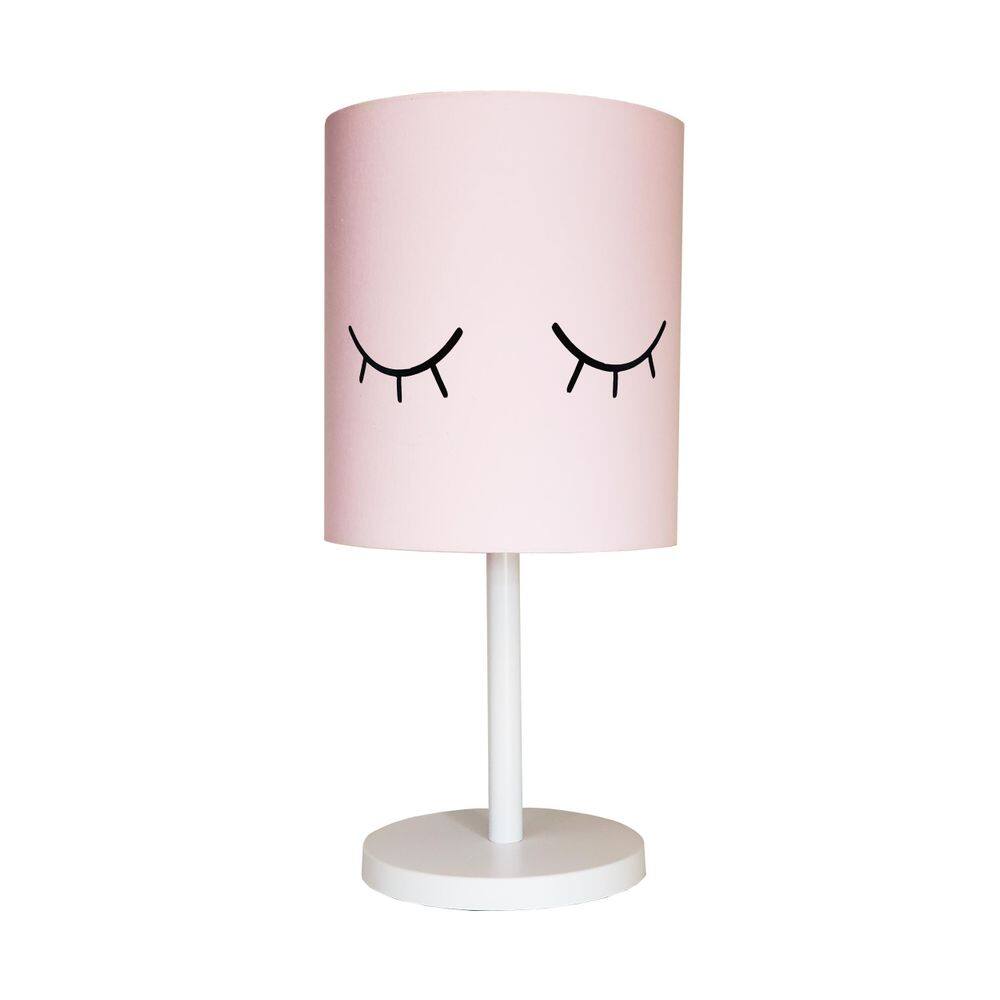 Abajur Infantil Olhinho Base Branca Cúpula 20X43 Rosa