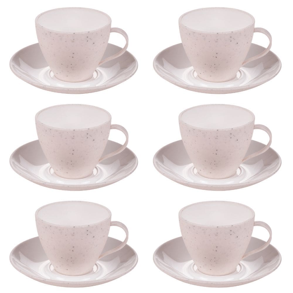 Xícara de café com pires 110ml Gourmet marmorizado com 6 unidades Plasutil ref.369
