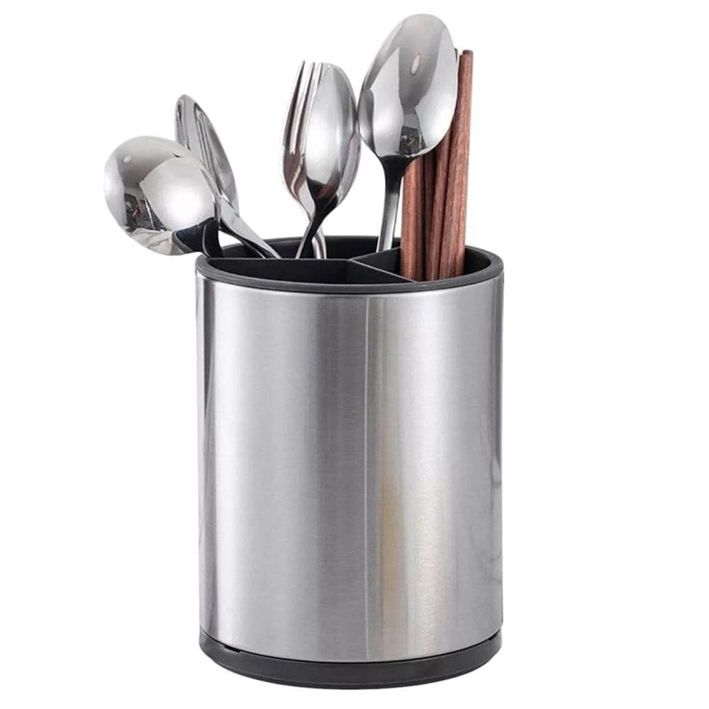 Porta Talheres Utensilios Inox Escorredor Base Giratoria Suporte Mesa Bancada Organizaçao Cozinha Resistente Multiuso