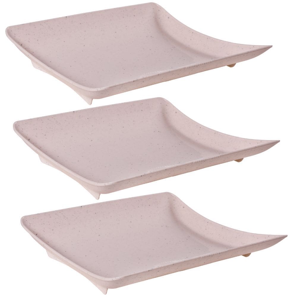 Travessa de plástico quadrada 700ml marmorizado com 3 unidades Plasutil ref. 16338