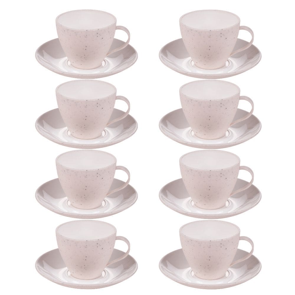 Xícara de café com pires 110ml Gourmet marmorizado com 8 unidades Plasutil ref.369