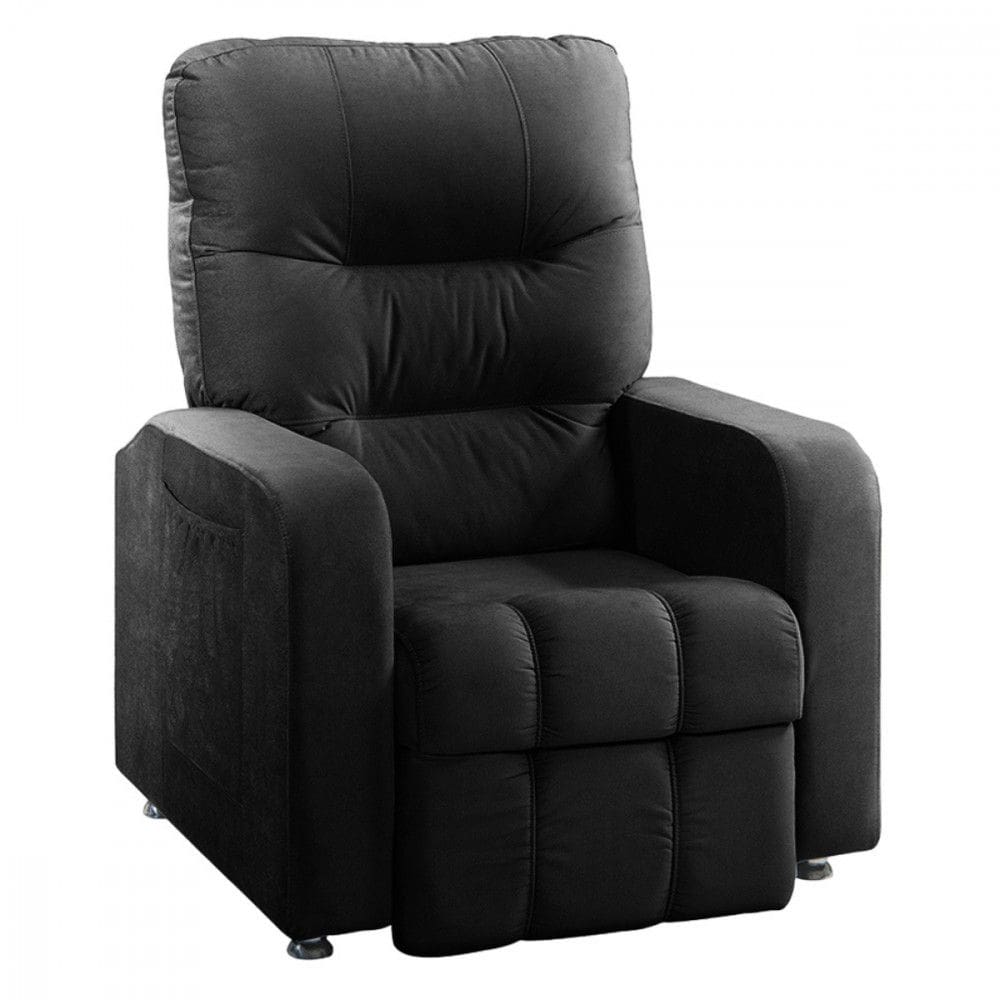 Poltrona Do Papai Reclinavel Para Sala Maldivas Veludo Preto