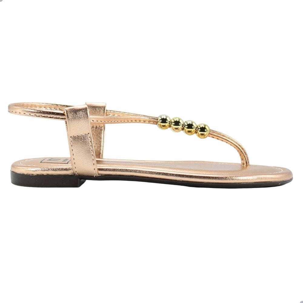 Sandália Rasteira Feminina Moleca Metalizado Premium Ouro Rosado