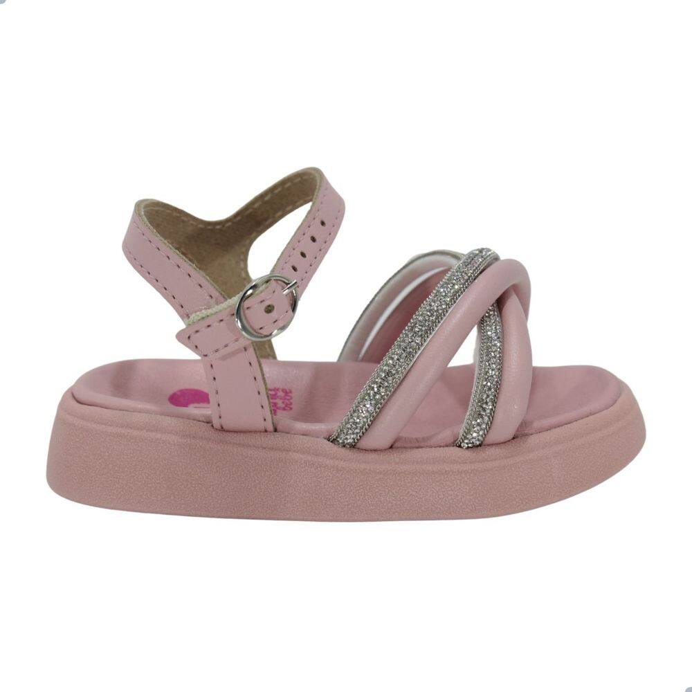 Sandália Bebê Molekinha Com Brilho Rosa
