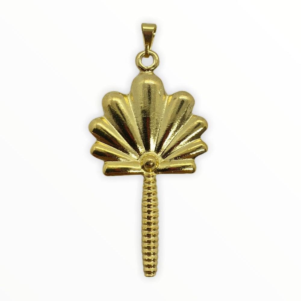Pingente Abebê Oxum 5,4 Cm Em Metal Banhado Dourado 6506