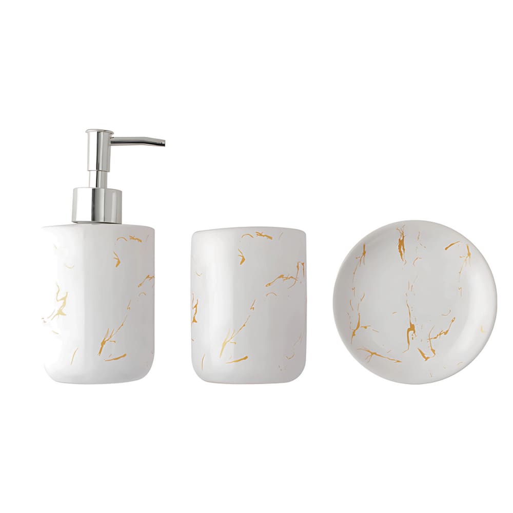 Conjunto para Banheiro com Dispenser Saboneteira Porta Escovas de Dente e Porta Sabonete