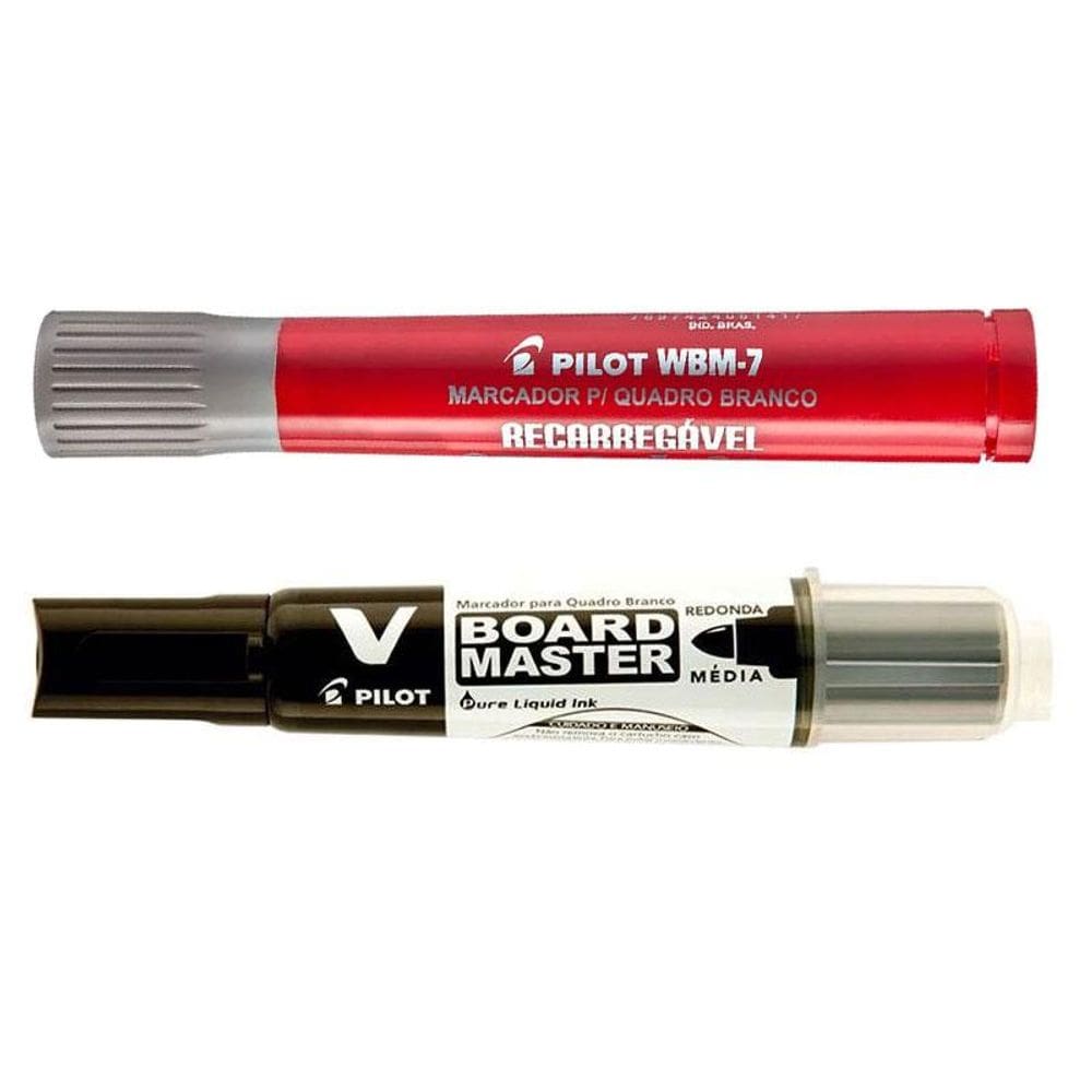 Pincel para Quadro Branco Recarregável WBM7 Vermelho e Board Master Preto - Pilot