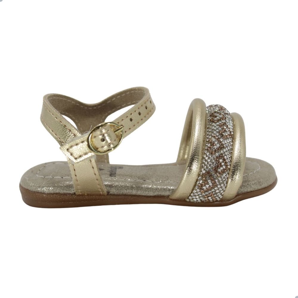 Sandália Bebê Molekinha Casual Ouro Coração